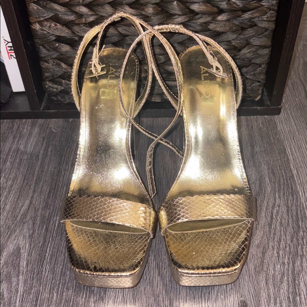 Aldo Metallic Gold Strappy Sandals